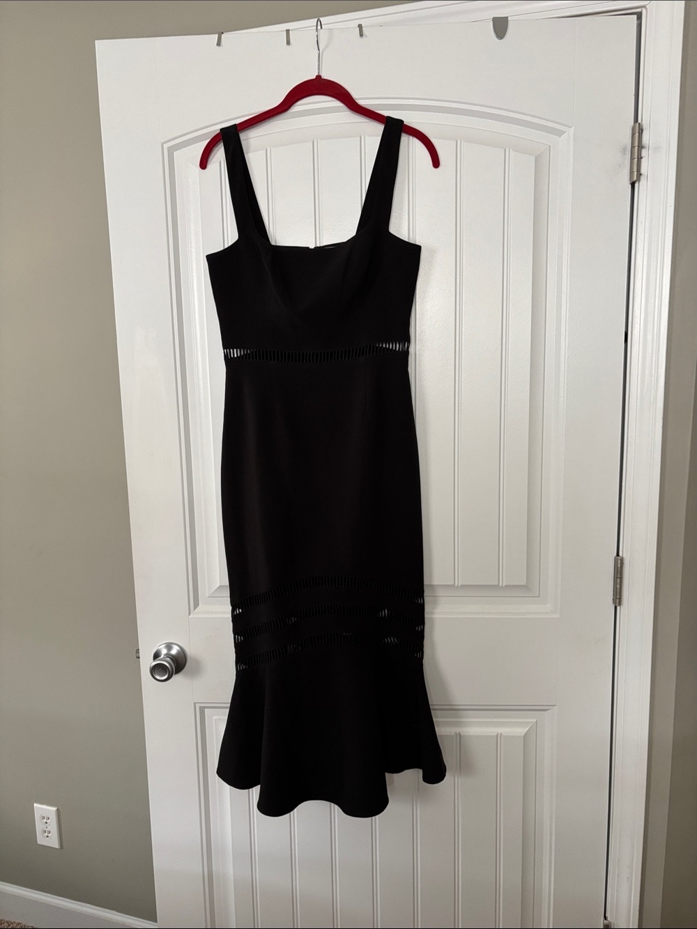 Black Sleeveless Midi Dress with Flared Hem